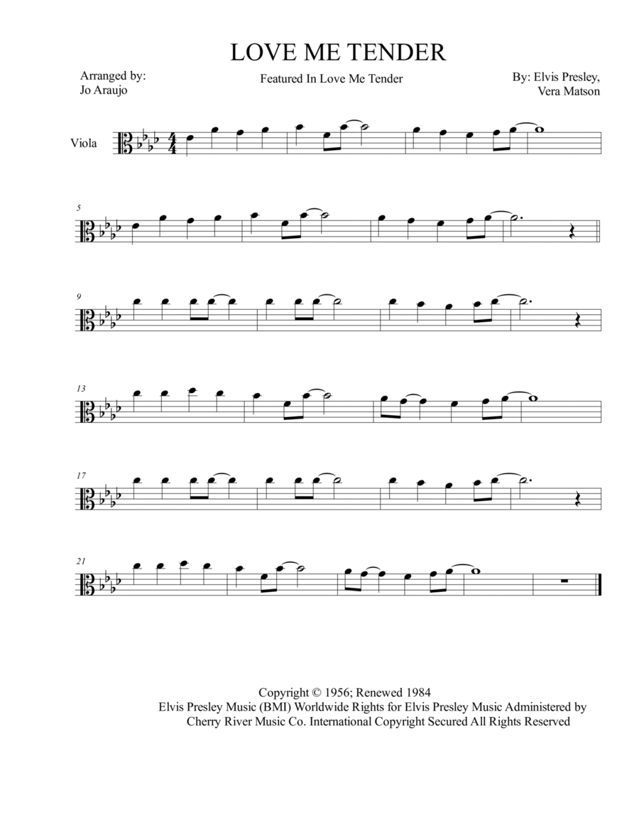 Love Me Tender Viola Solo scores gallery preview page 1