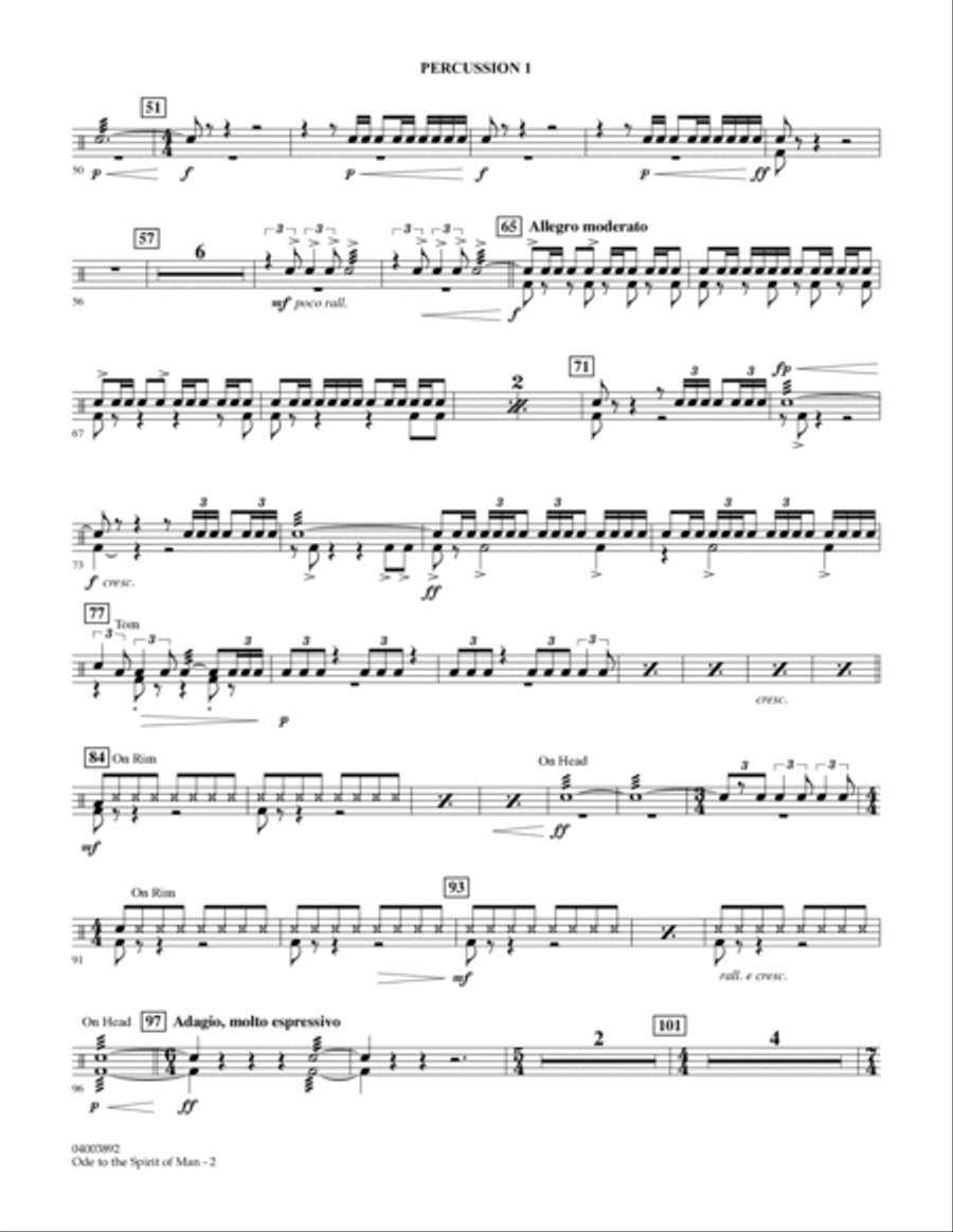 Ode to the Spirit of Man - Percussion 1 Concert Band scores gallery preview page 2