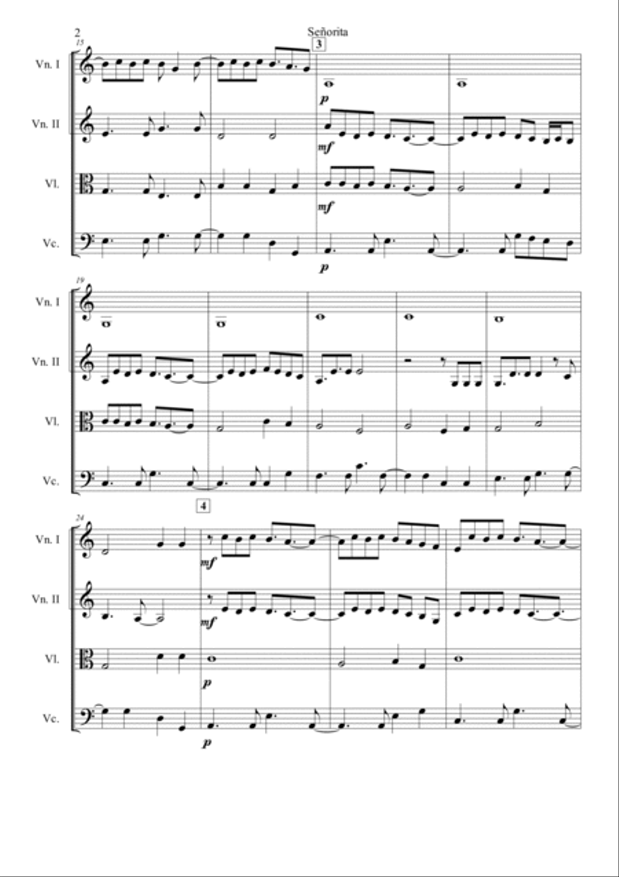 Senorita Senorita String Quartet scores gallery preview page 6