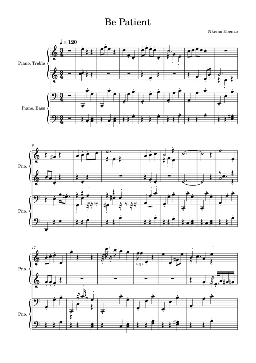 Be Patient Be Patient Piano Solo scores gallery preview page 1