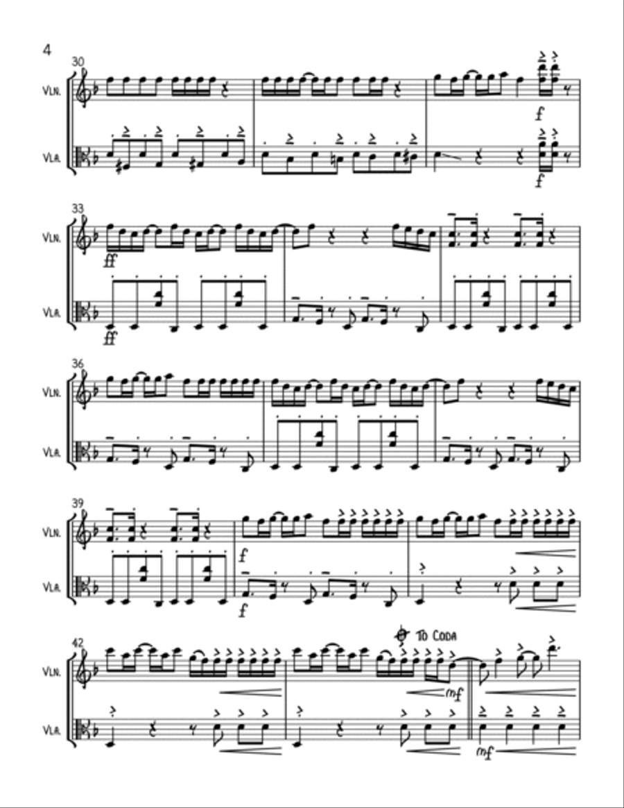 Uptown Funk String Duet scores gallery preview page 4