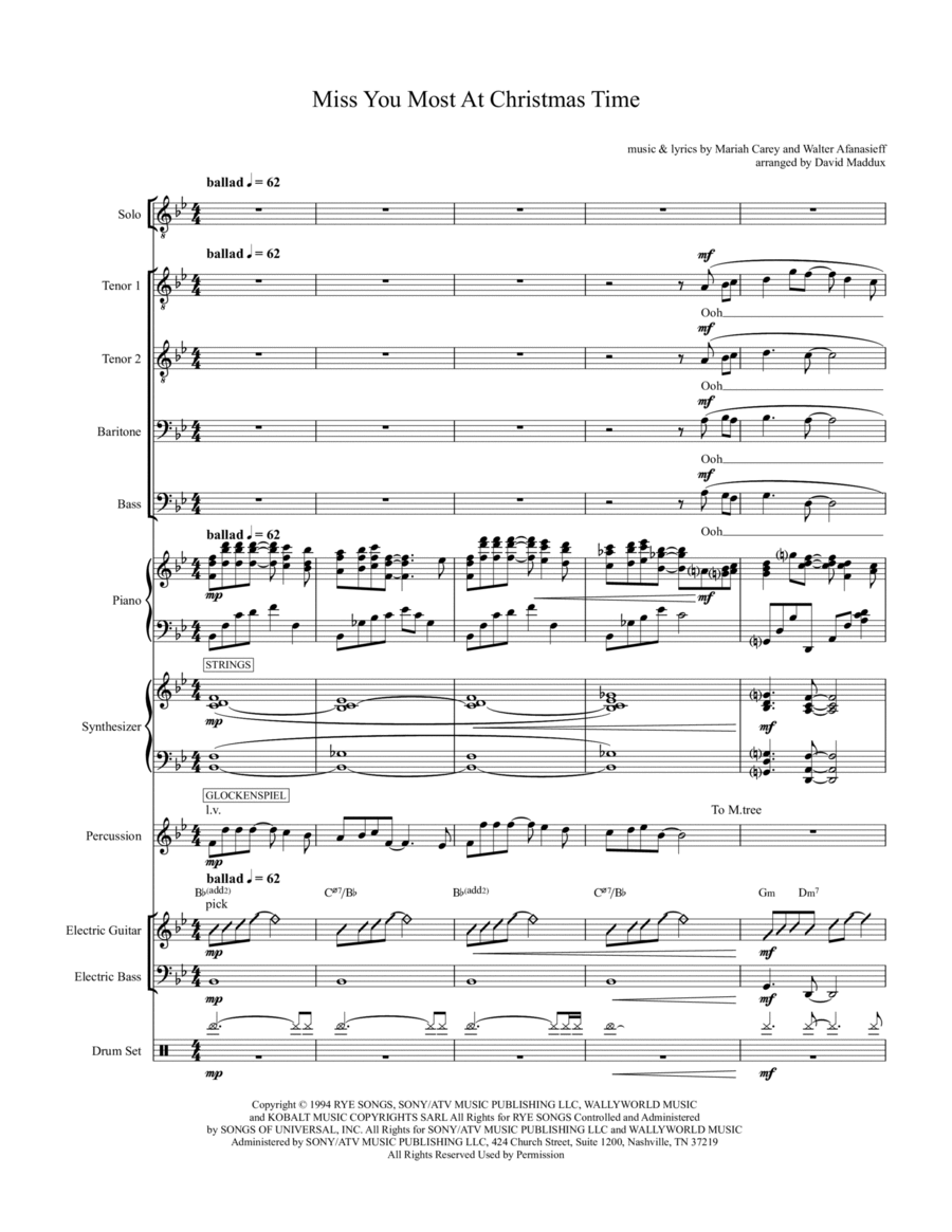 Miss You Most At Christmas Time Small Ensemble scores gallery preview page 1