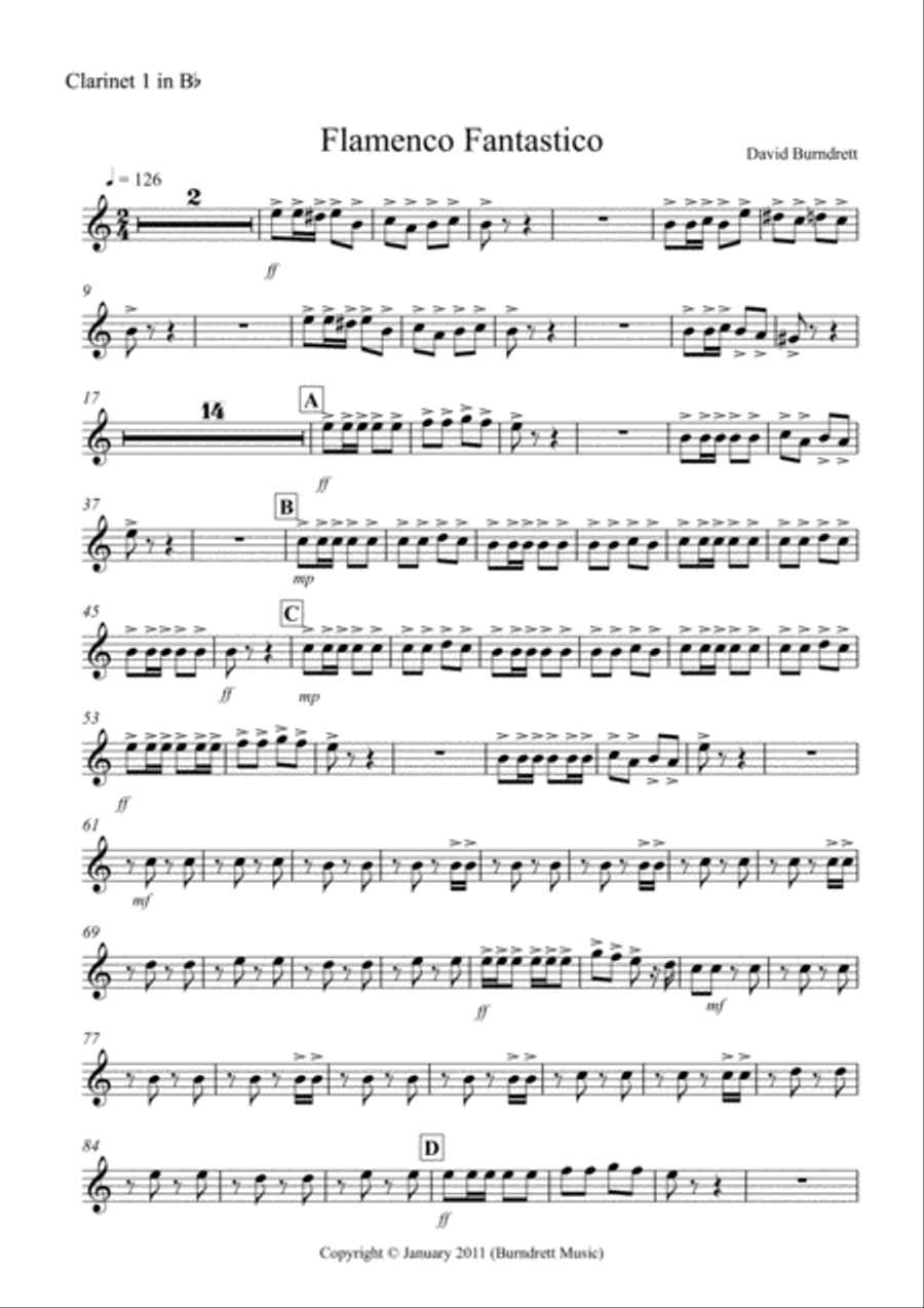 Flamenco Fantastico for Clarinet Quintet Clarinet Quintet scores gallery preview page 4