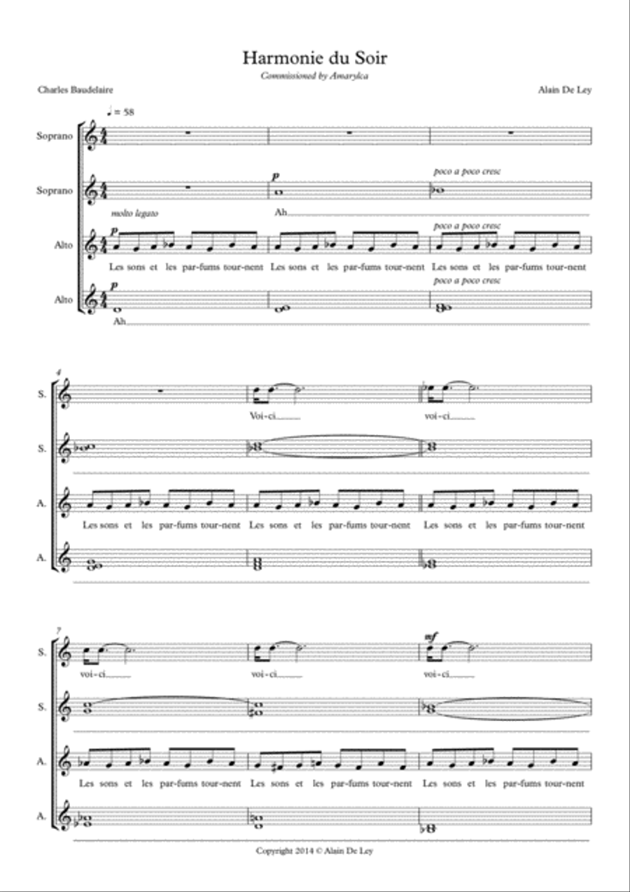 Harmonies du Soir Harmonies du Soir SSA scores gallery preview page 2