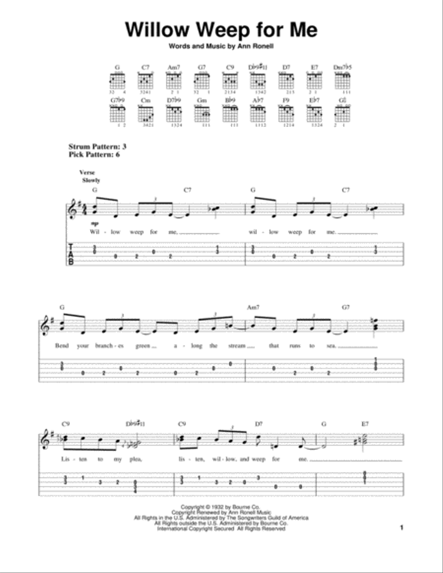 Willow Weep For Me Electric Guitar scores gallery preview page 1