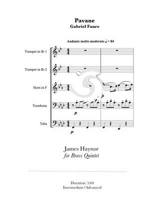 Book cover for Pavane for Brass Quintet