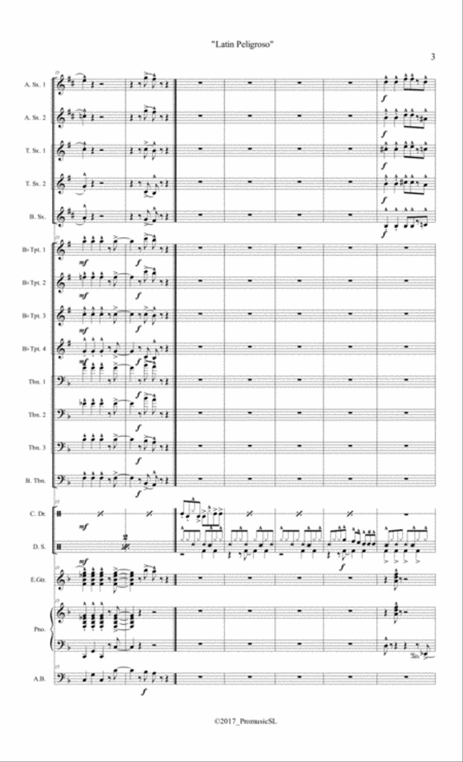 Latin Peligroso (Dangerous Latin) Jazz Ensemble scores gallery preview page 3