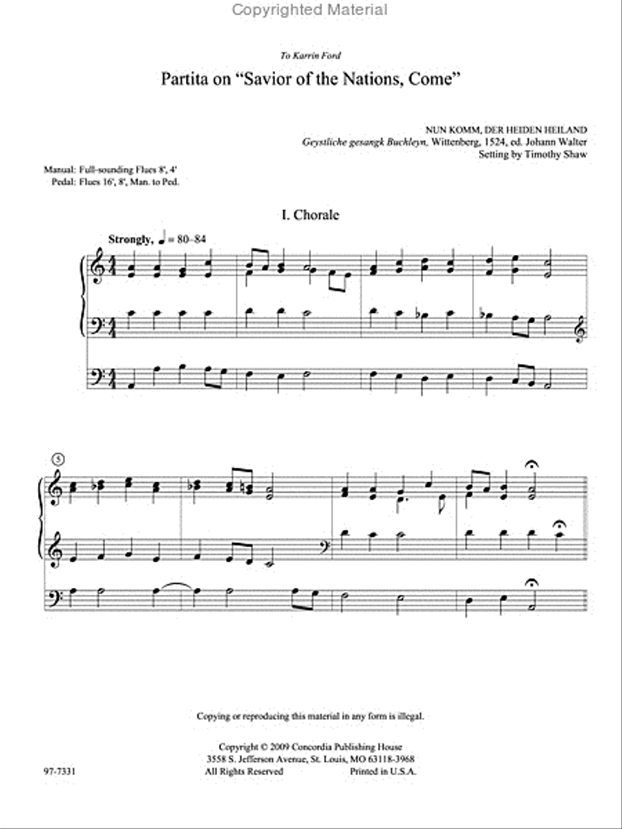 Partita on Savior of the Nations, Come Organ scores gallery preview page 2