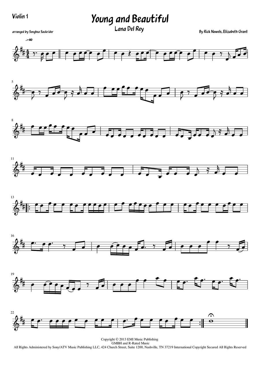 Young And Beautiful String Quartet scores gallery preview page 4