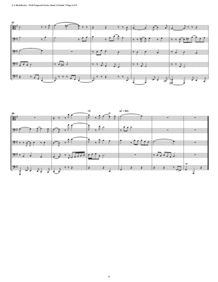 Prelude 07 from Well-Tempered Clavier, Book 2 (Trombone Quintet) image number null