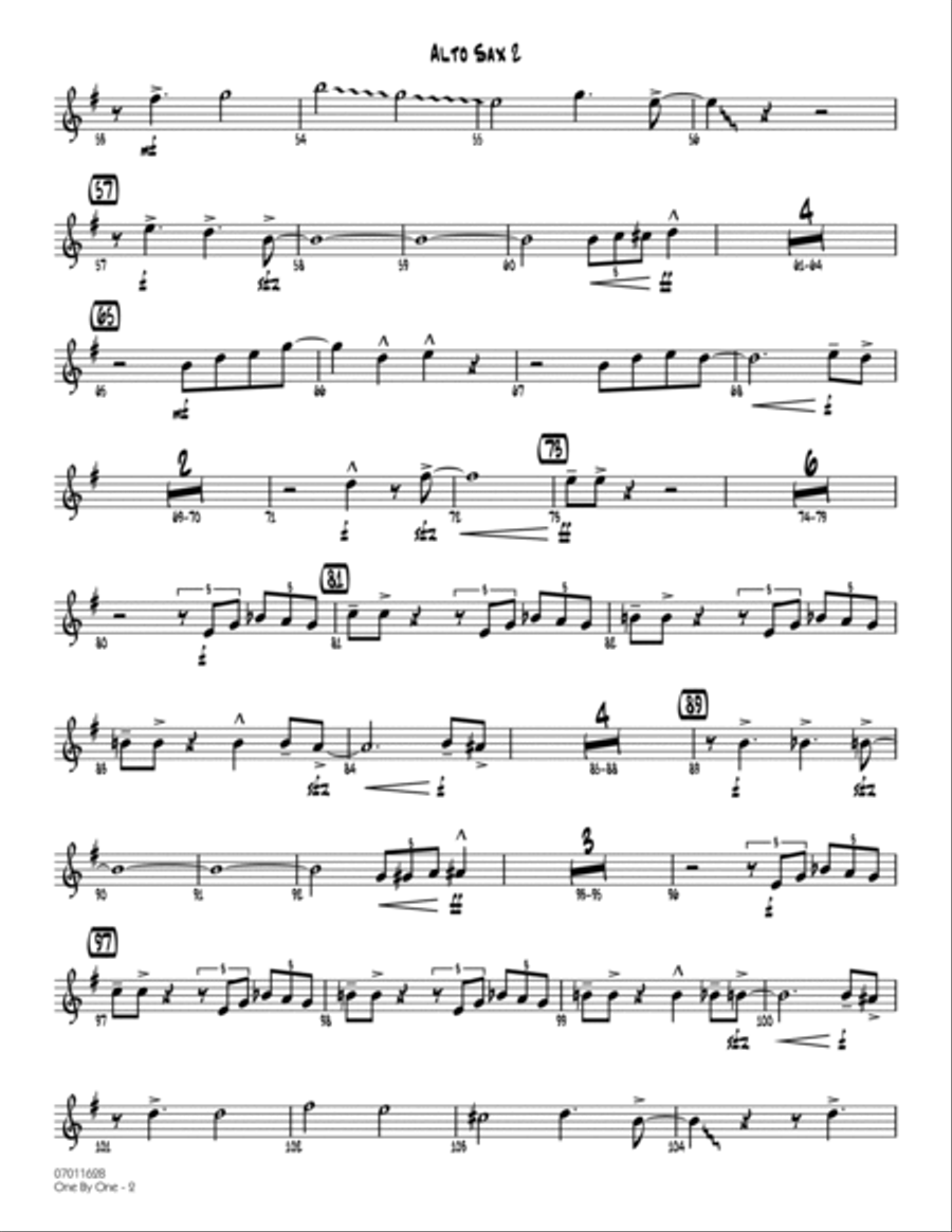 One by One - Alto Sax 2 Alto Saxophone scores gallery preview page 2