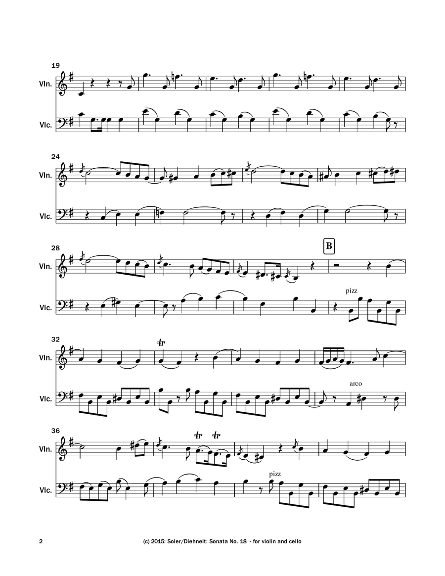 Soler: Sonata No. 18 - for violin and cello String Duet scores gallery preview page 3