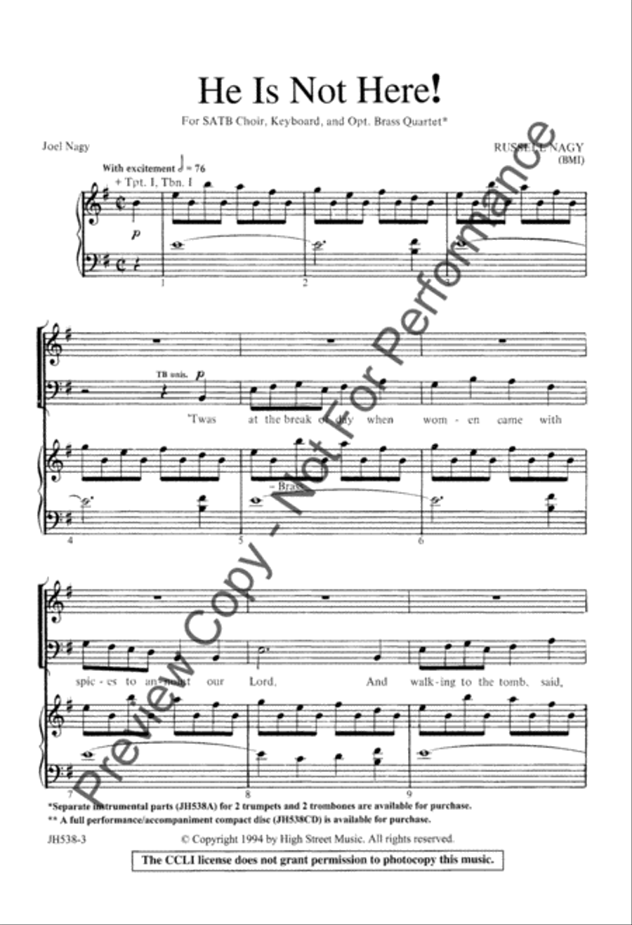 He Is Not Here! 4-Part scores gallery preview page 3