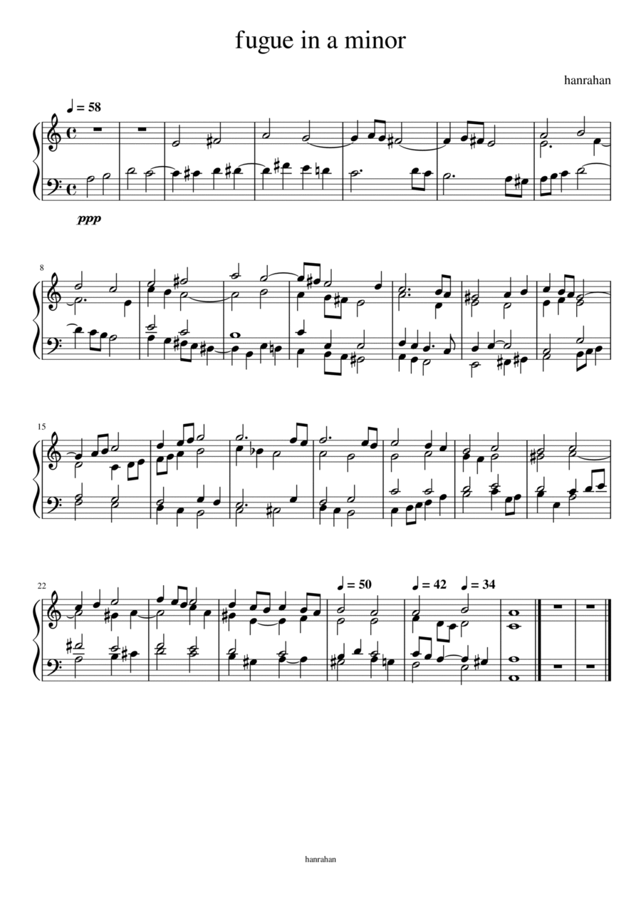 Fugue in a minor Fugue in a minor Small Ensemble scores gallery preview page 1