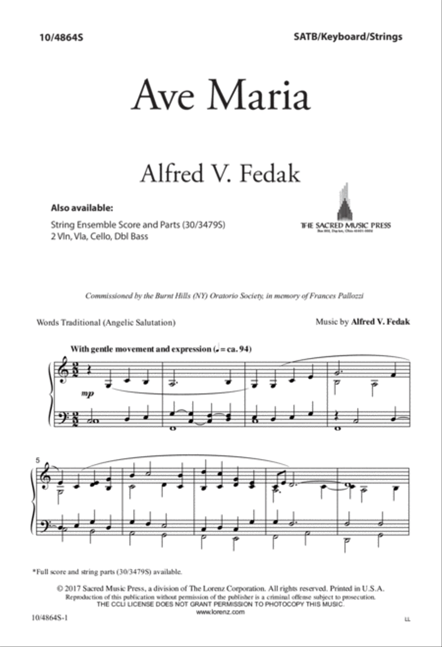 Ave Maria Ave Maria 4-Part scores gallery preview page 1