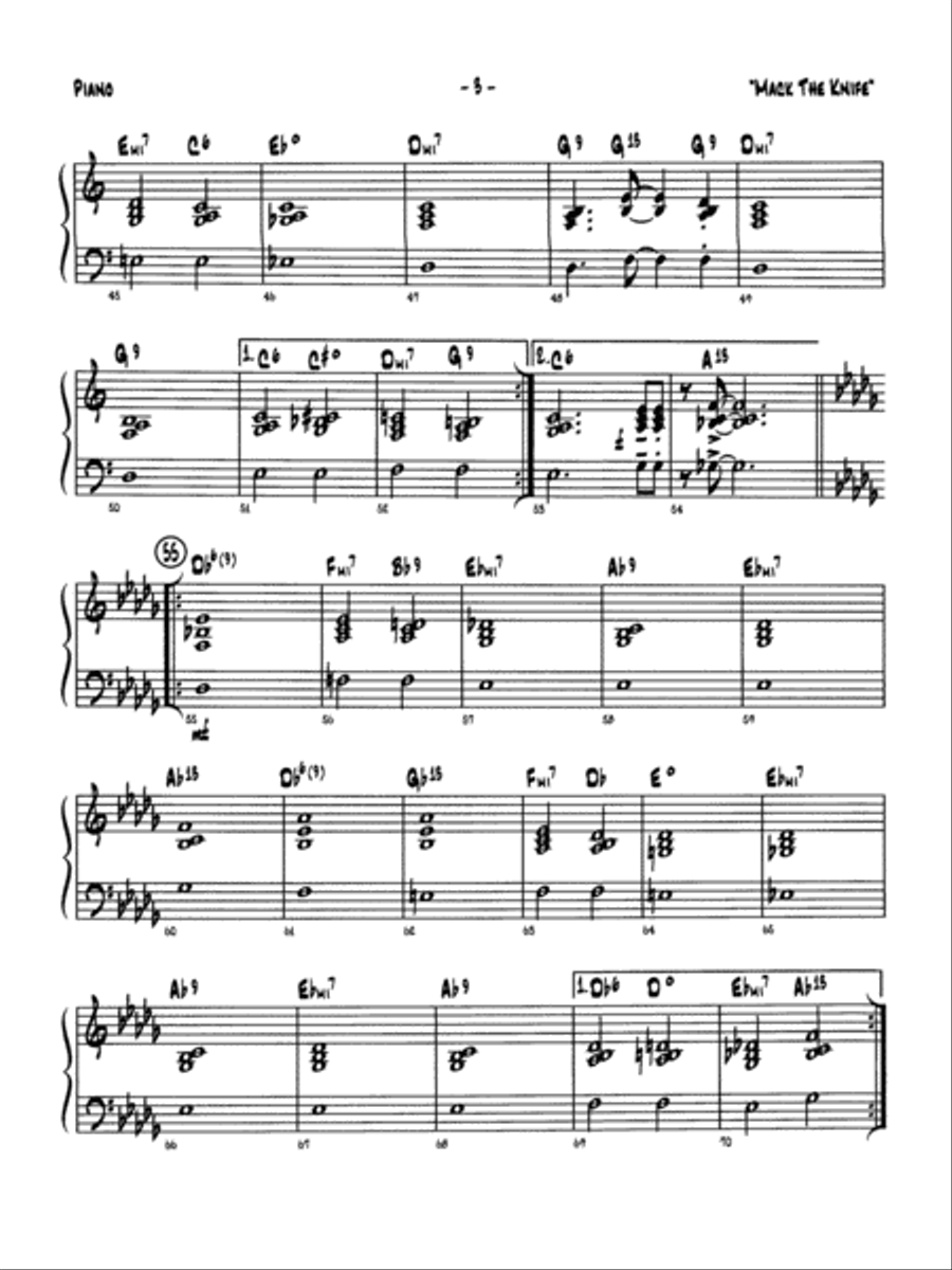 Mack the Knife (from The Threepenny Opera): Piano Accompaniment Jazz Ensemble scores gallery preview page 3