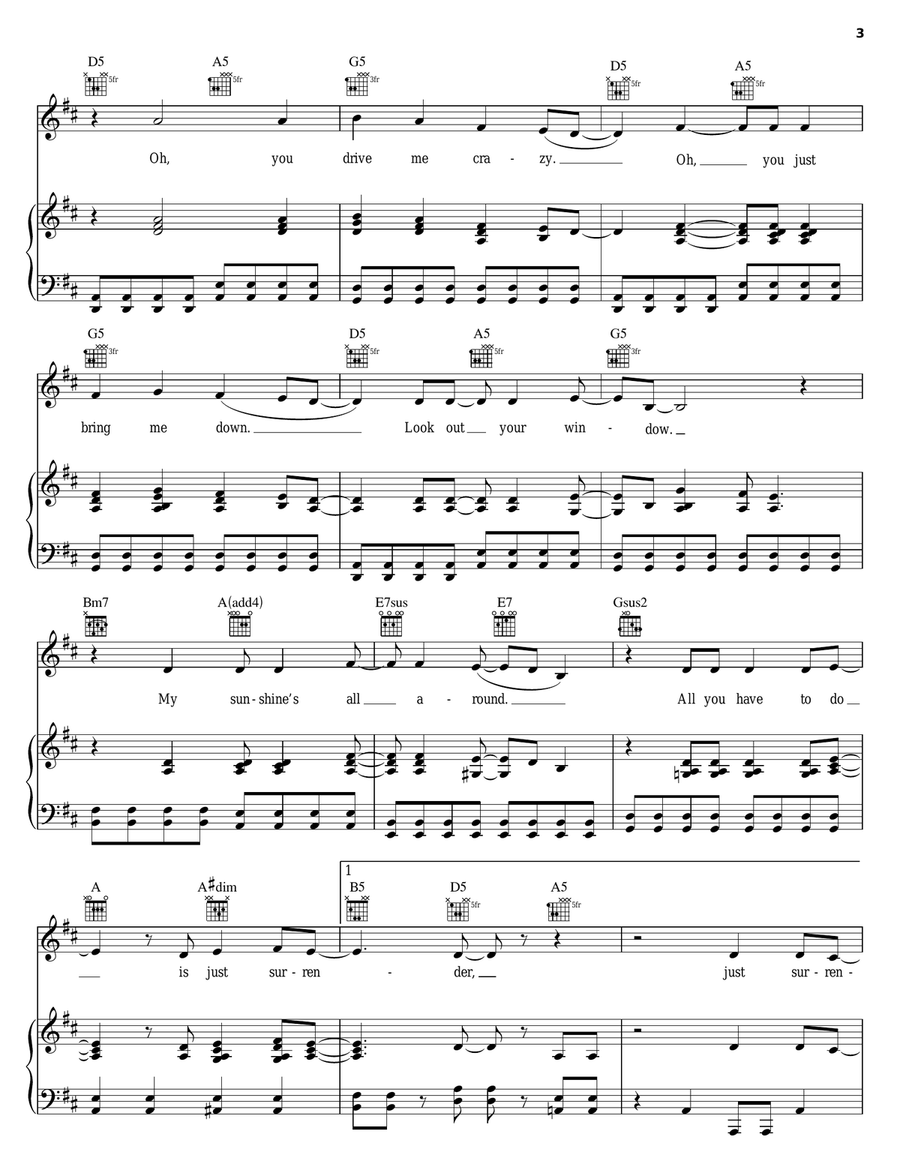 Surrender Piano, Vocal, Guitar scores gallery preview page 3