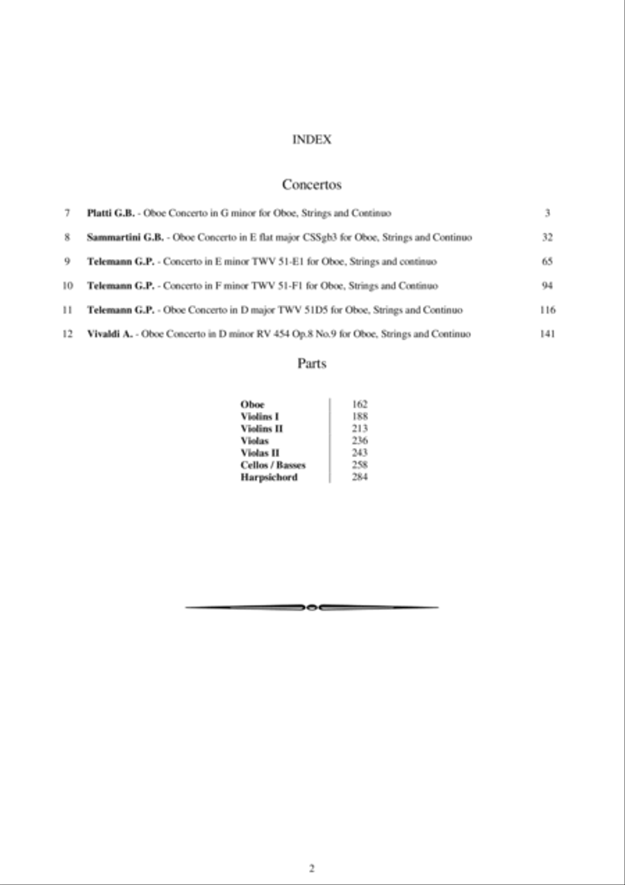 Six Oboe Concertos for Oboe, Strings and Continuo - Book 2 - Scores and Parts Chamber Orchestra scores gallery preview page 2