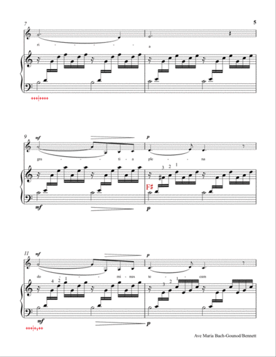 Ave Maria by Bach & Gounod, Duo or Trio Large Ensemble scores gallery preview page 5