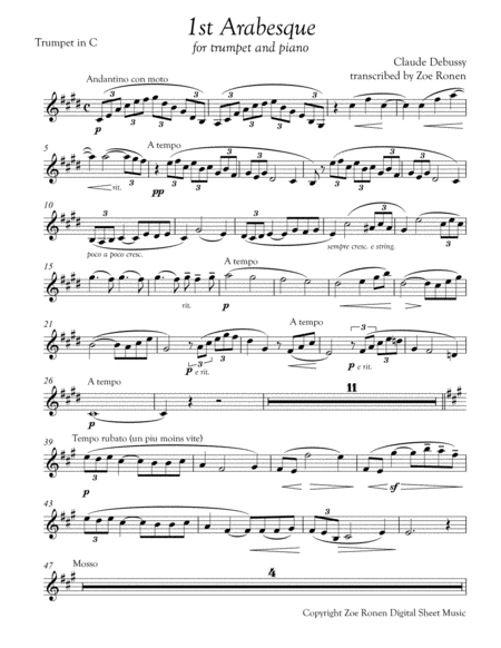1st Arabesque for trumpet and piano image number null