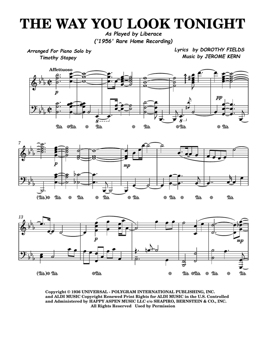 The Way You Look Tonight Piano Solo scores gallery preview page 1