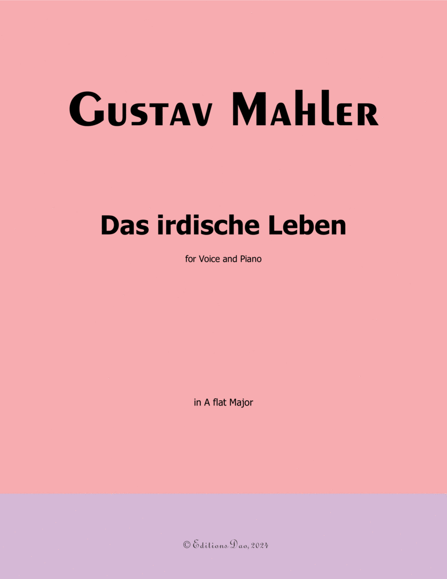 Das irdische Leben, by Mahler, in A flat Major Piano, Vocal scores gallery preview page 1