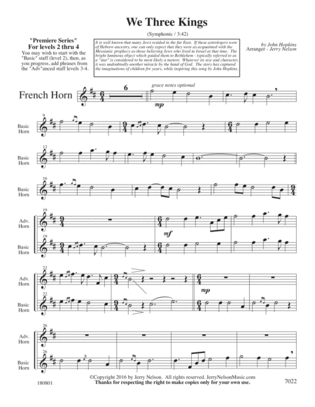 We Three Kings-v1 (Arrangements Level 2-4 for HORN + Written Acc) image number null