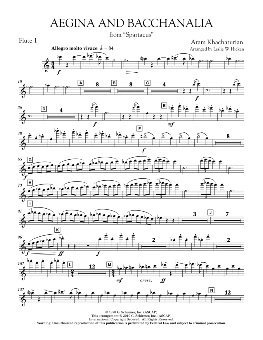 Aegina and Bacchanalia (from Spartacus) - Flute 1 Flute scores gallery preview page 1