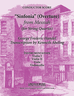 Book cover for Handel - Overture - Sinfonia from Messiah (for String Quartet)
