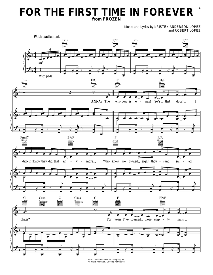 For The First Time In Forever (from Frozen) Guitar scores gallery preview page 1
