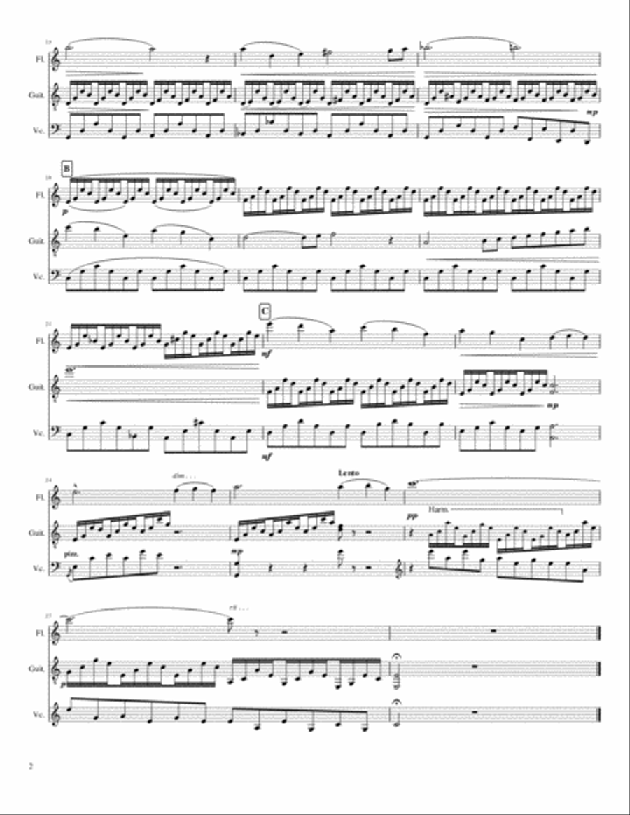The Swan for Flute, Guitar and Cello (from The Carnival of the Animals) Small Ensemble scores gallery preview page 3
