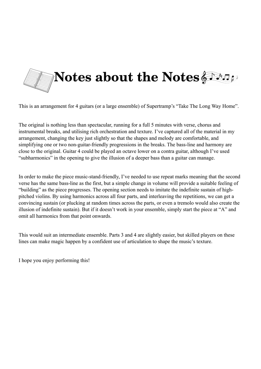 Take The Long Way Home Guitar Ensemble scores gallery preview page 3