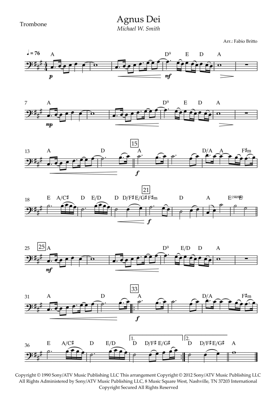 Agnus Dei Agnus Dei Trombone Solo scores gallery preview page 1