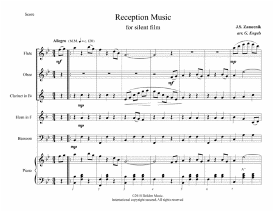Reception Music for Silent Film Woodwind Quintet scores gallery preview page 1