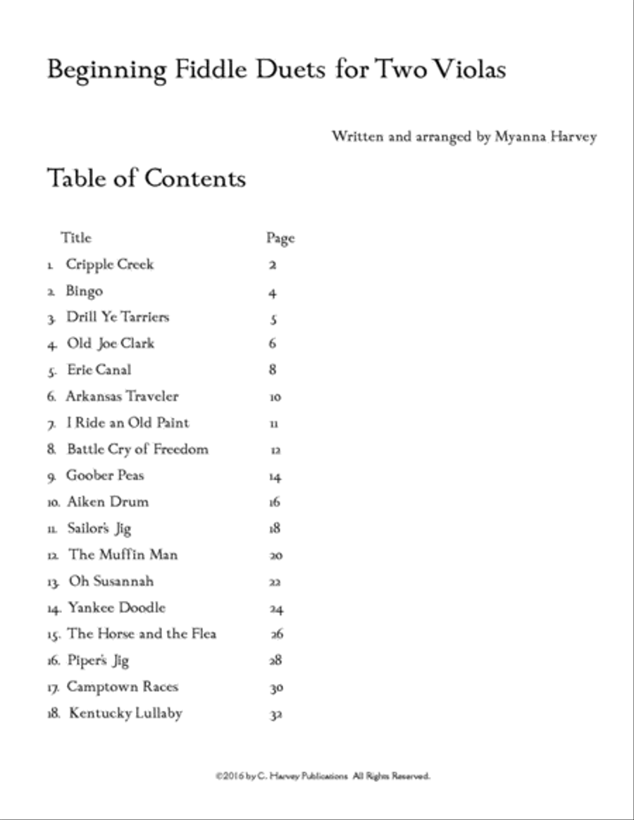 Beginning Fiddle Duets for Two Violas, Book One