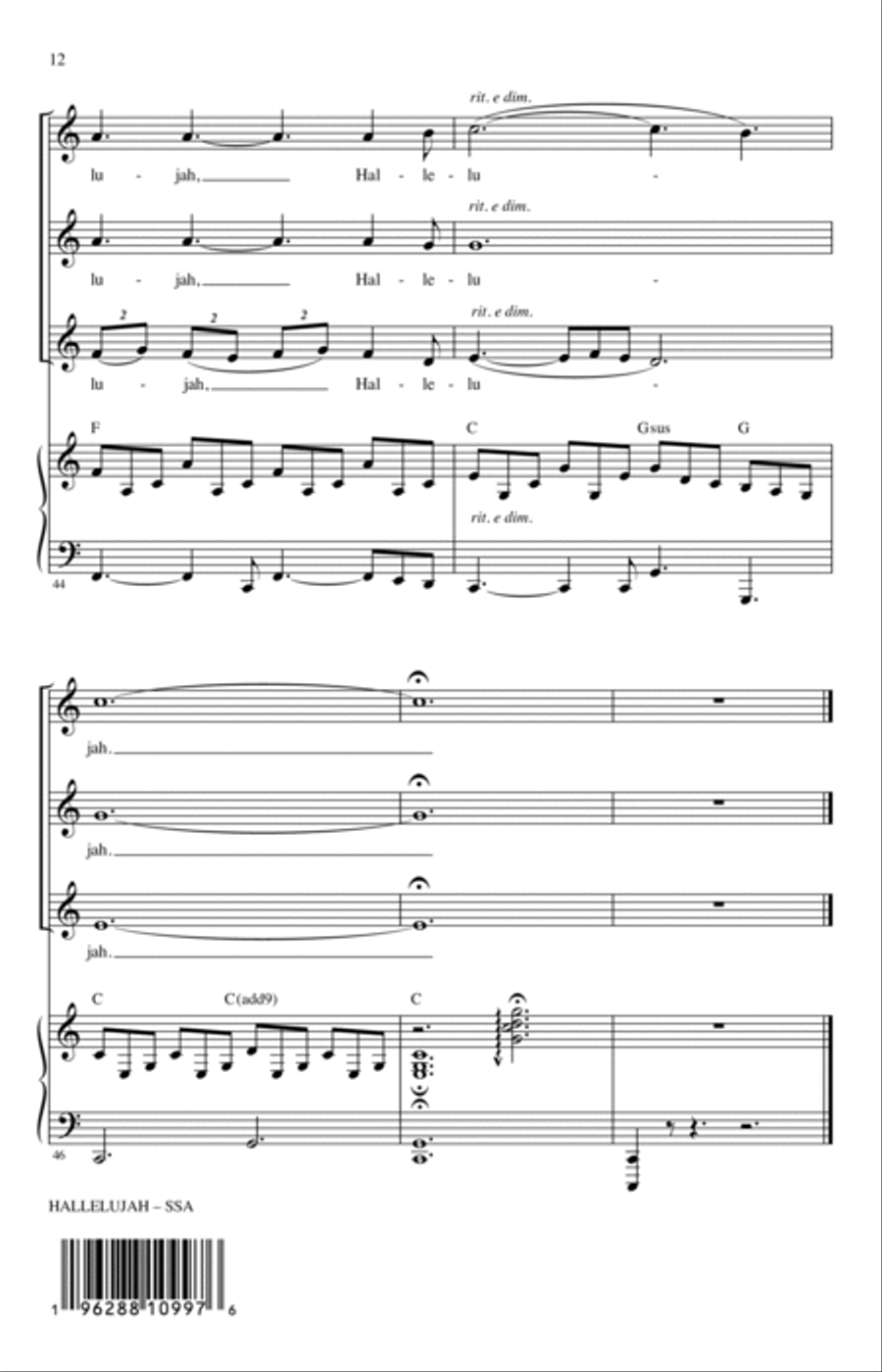 Hallelujah (arr. Roger Emerson) SSA scores gallery preview page 11