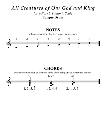 Hymns of Praise for 8-note C major diatonic scale Tongue Drums (A collection of 10 Solos and Duets) image number null