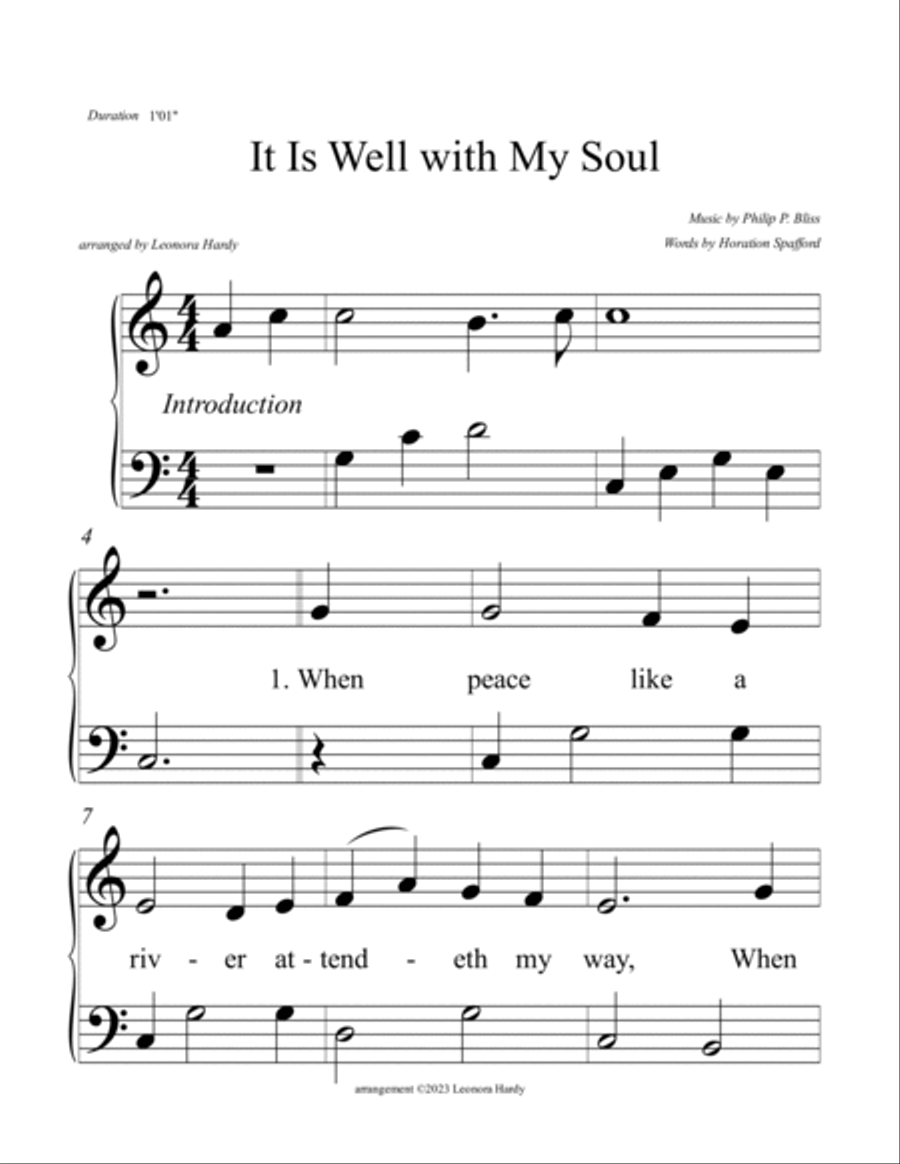 It Is Well With My Soul (When Peace, Like a River) (Beginner) Easy Piano scores gallery preview page 3