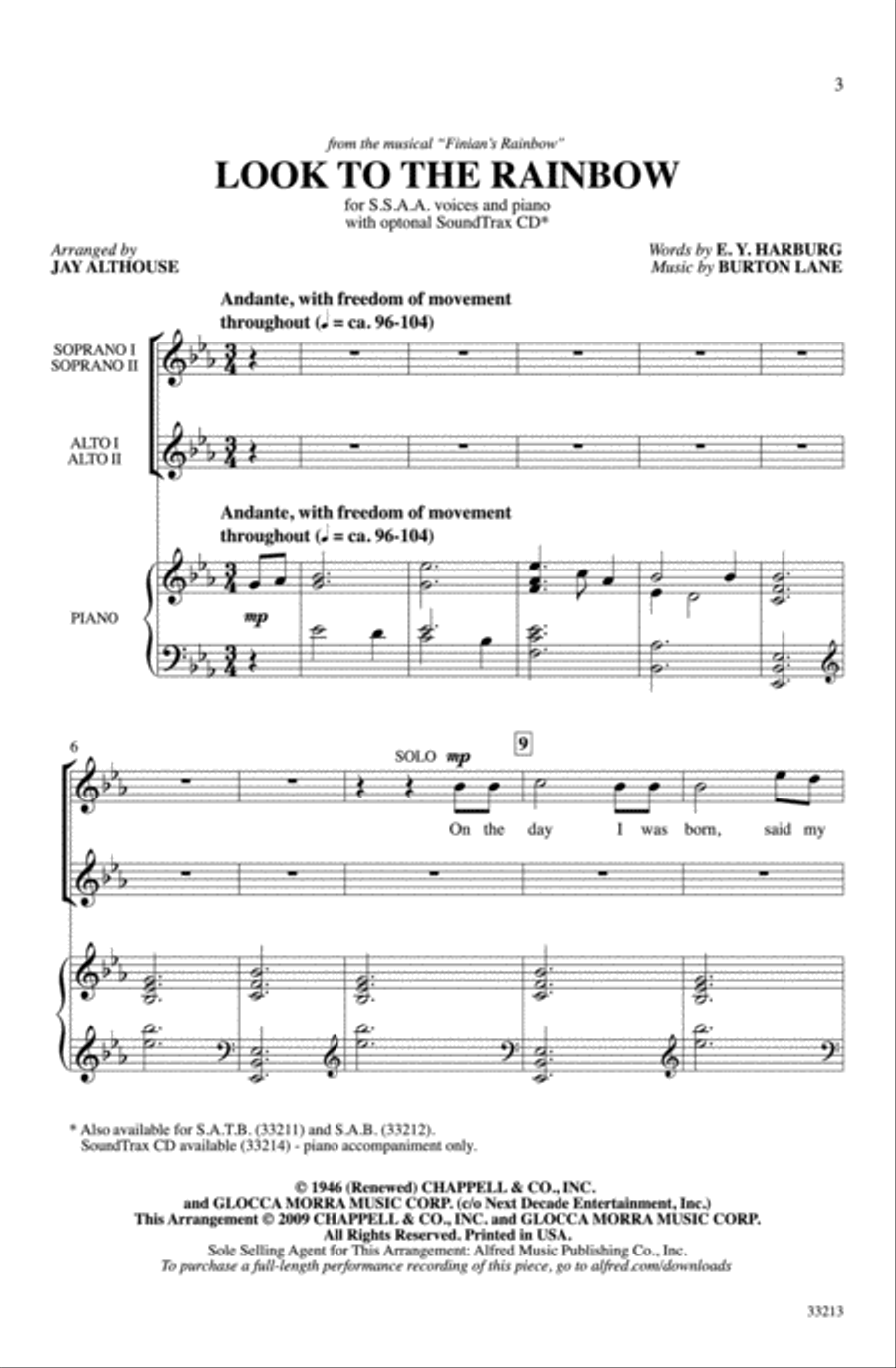 Look to the Rainbow Look to the Rainbow Women's Choir scores gallery preview page 2