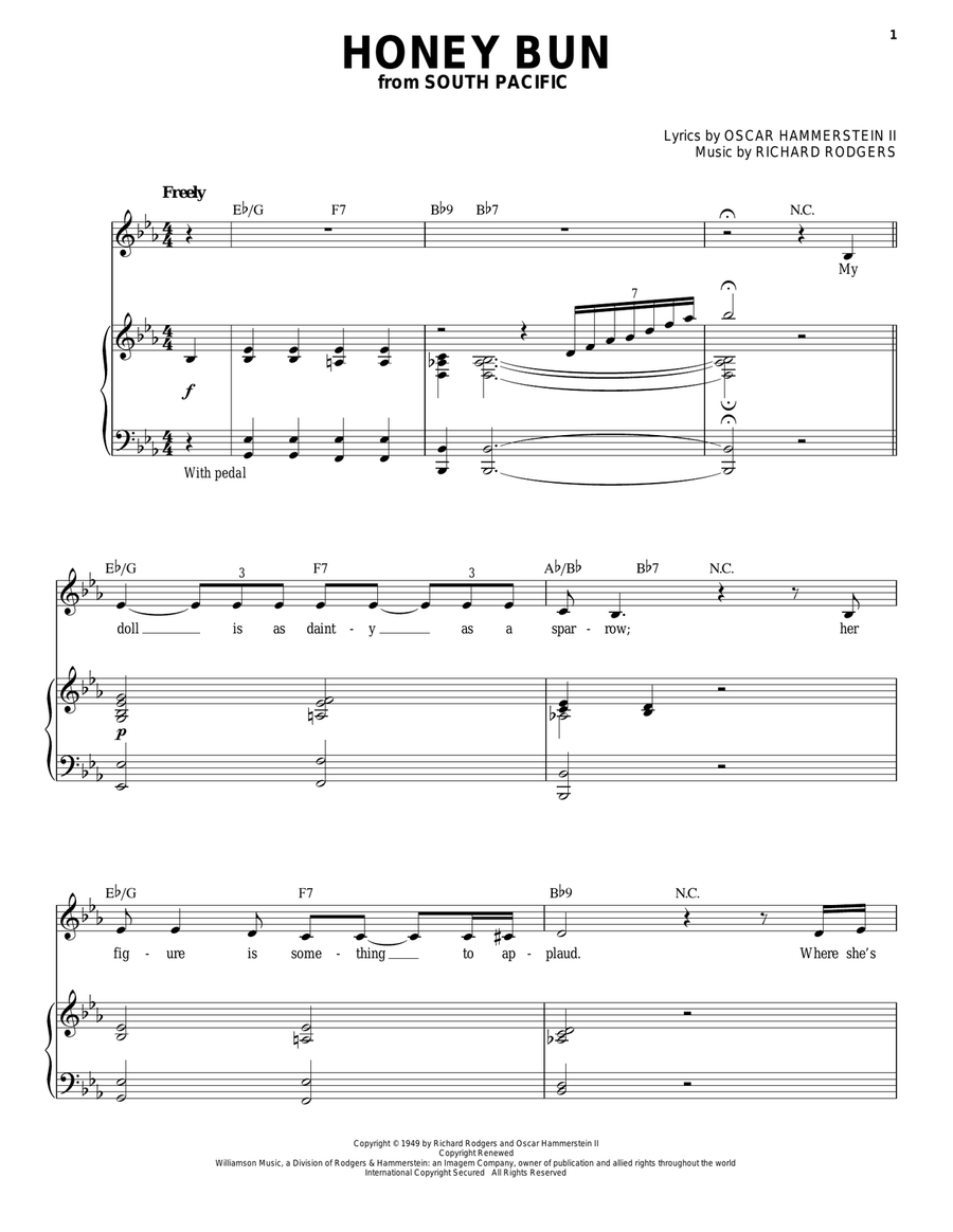 Honey Bun Honey Bun Piano, Vocal scores gallery preview page 1