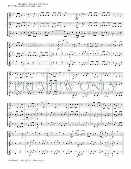 Trios for All Occasions, Volume 4 - Stand-Alone Version, 3 F Horns image number null