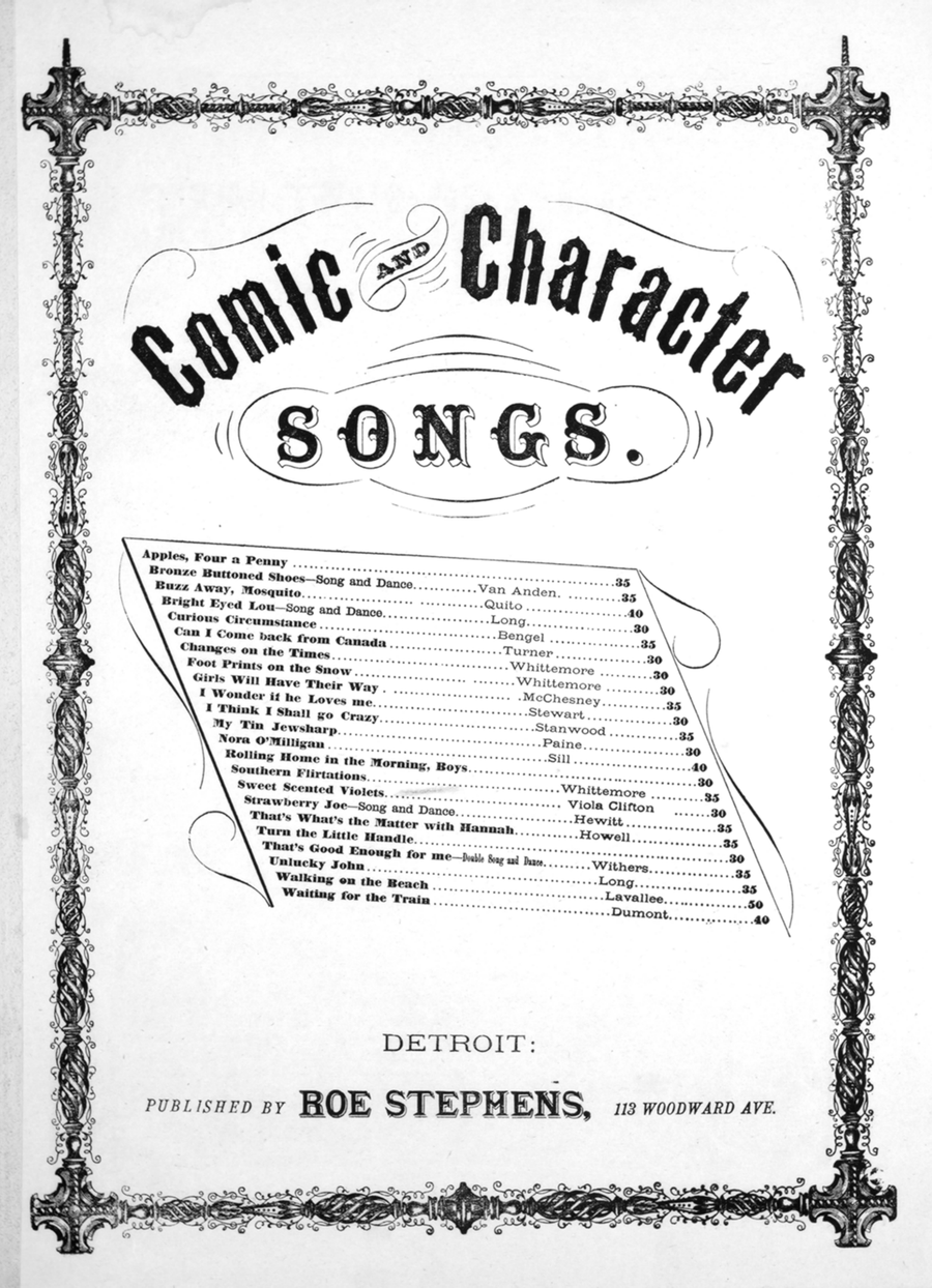 Comic and Character Songs. Sweet Scented Violets