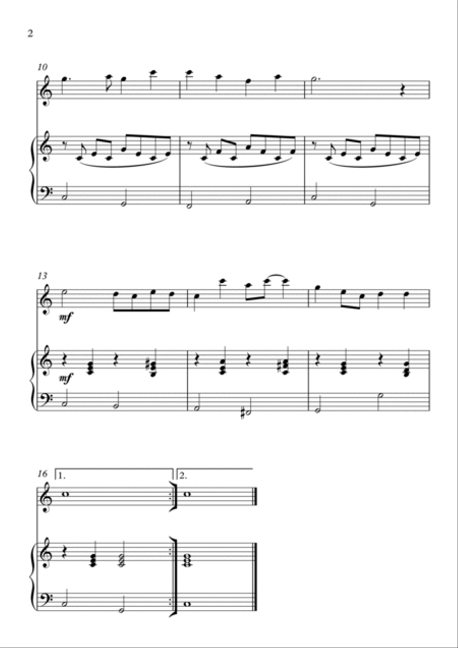 Swanee River (Old Folks at Home) Alto Recorder scores gallery preview page 2