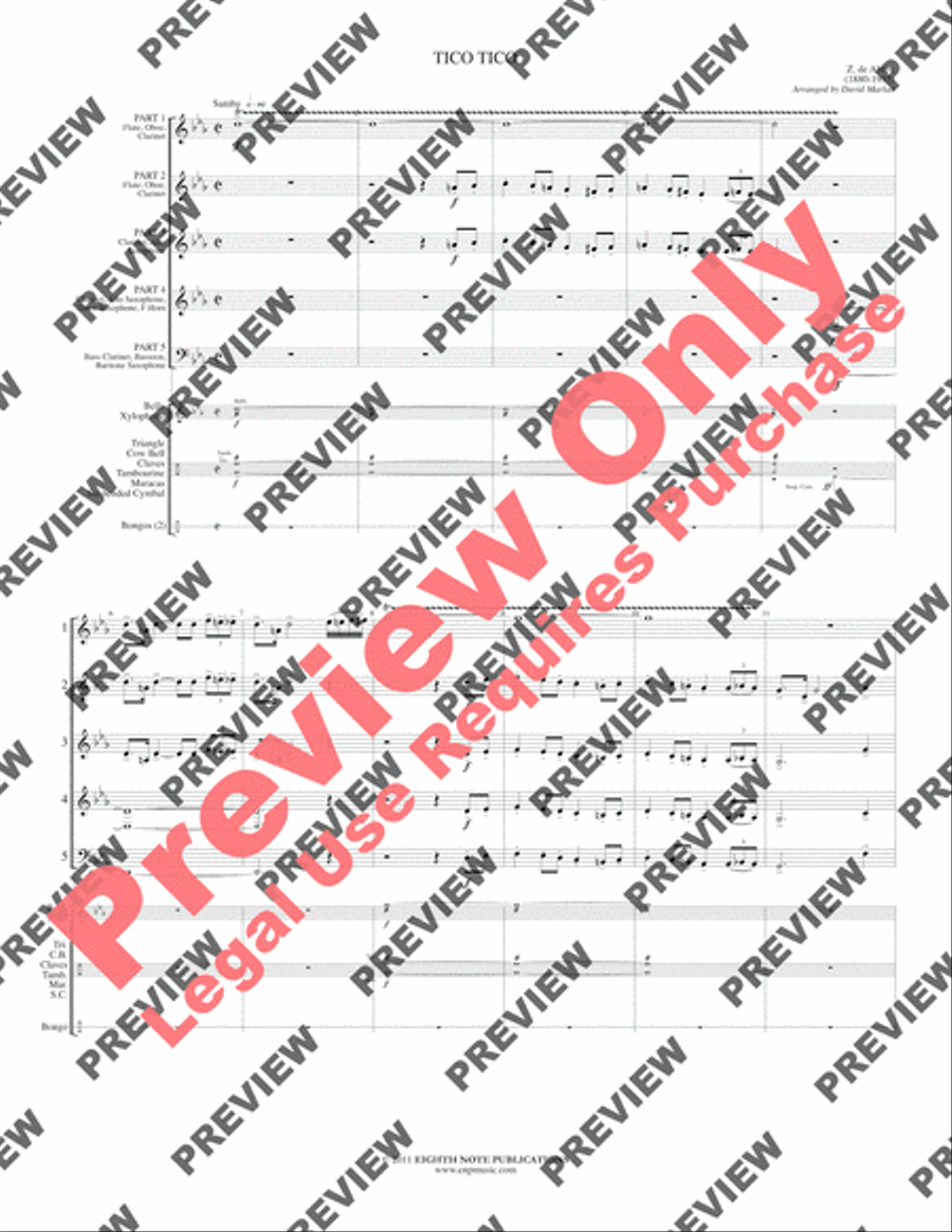Tico Tico Tico Tico Woodwind Ensemble scores gallery preview page 3