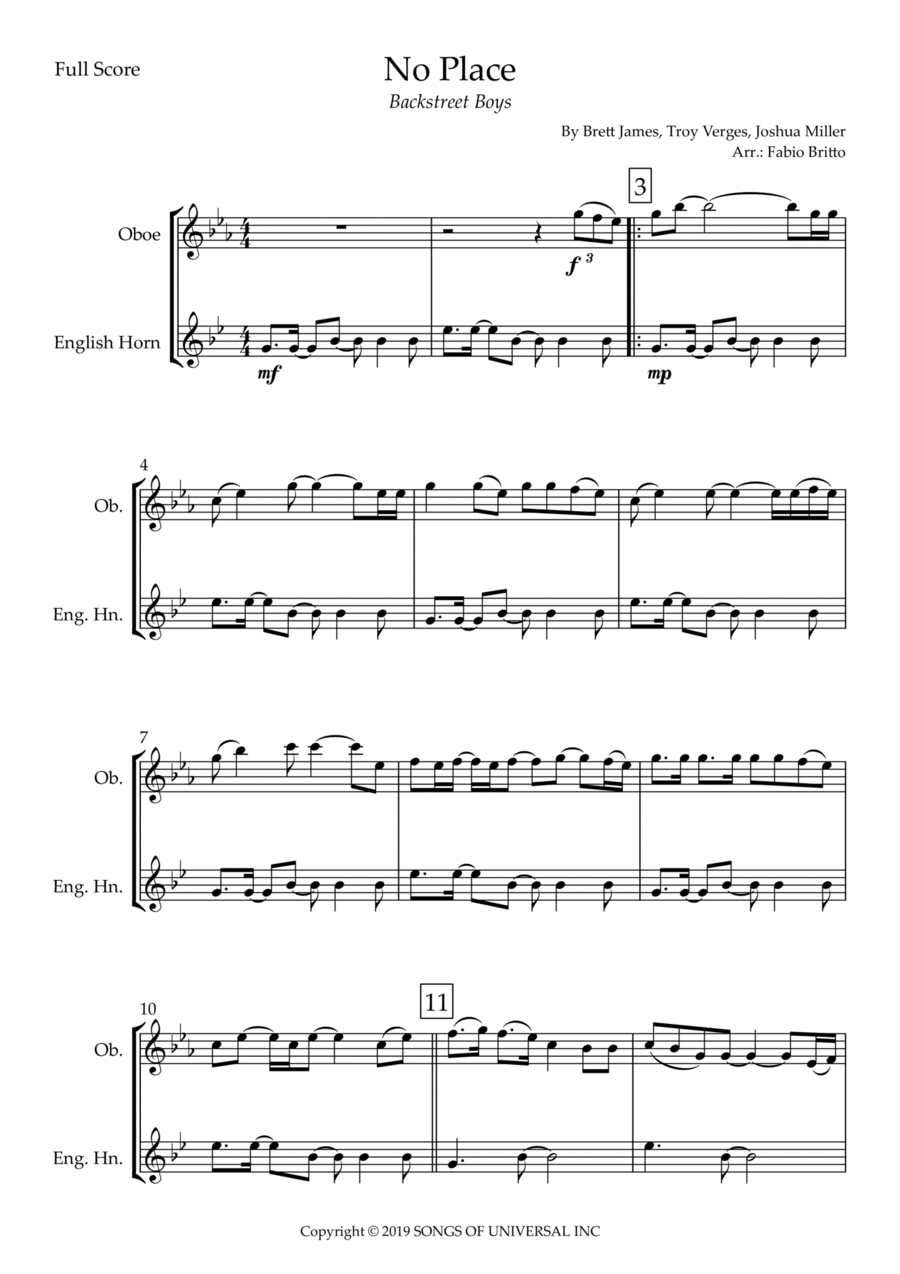No Place Woodwind Duet scores gallery preview page 1