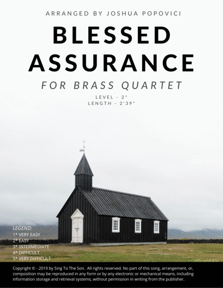 Blessed Assurance - Brass Quartet For Trumpet and Trombone (Easy) Score And All Part Included image number null