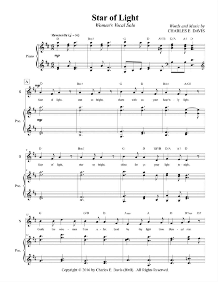 Star of Light - Women's Solo Piano, Vocal, Guitar scores gallery preview page 3