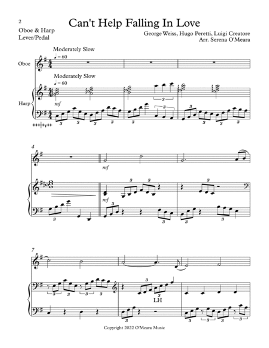 Can't Help Falling In Love Oboe scores gallery preview page 2