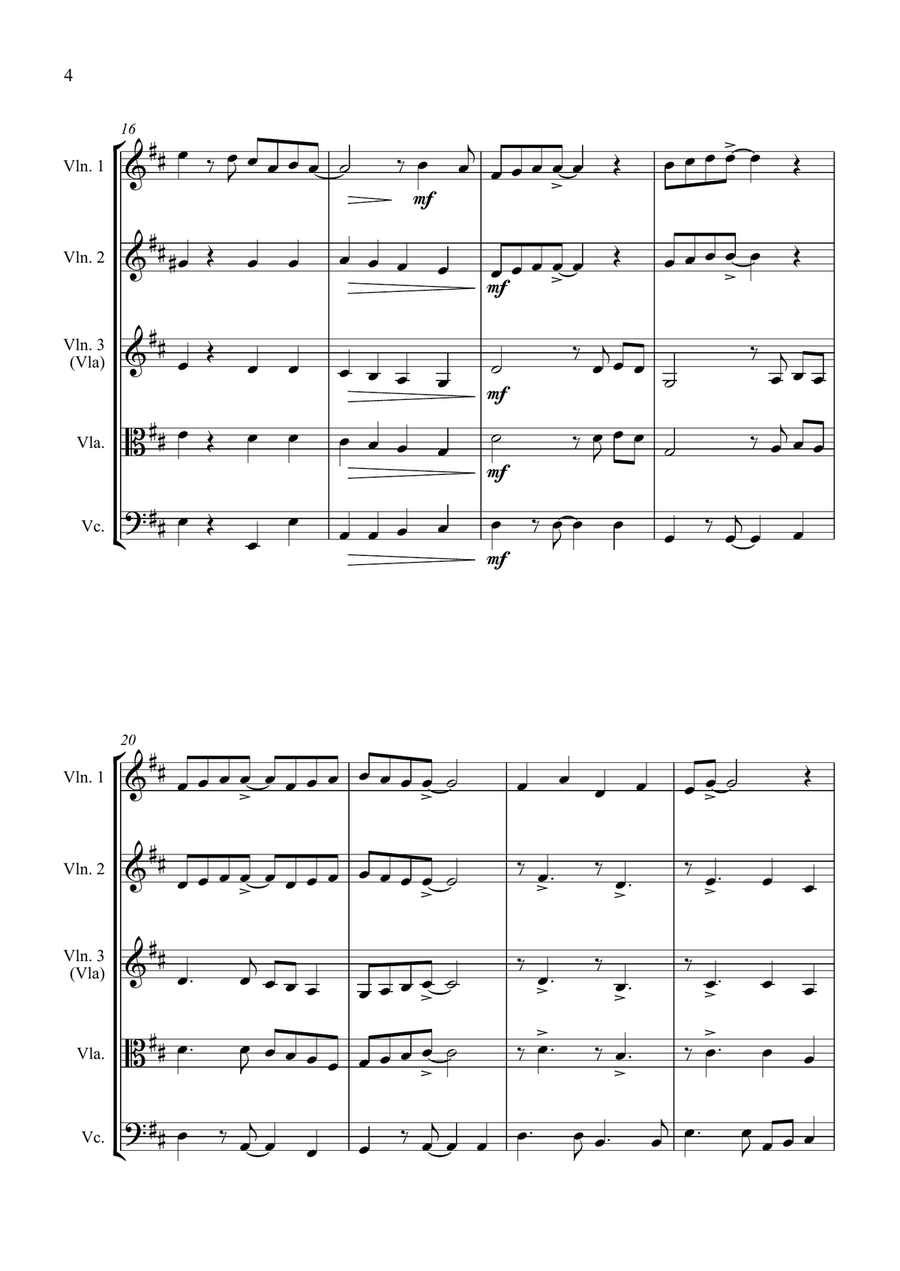 Santa Claus Is Comin' To Town String Quartet scores gallery preview page 6
