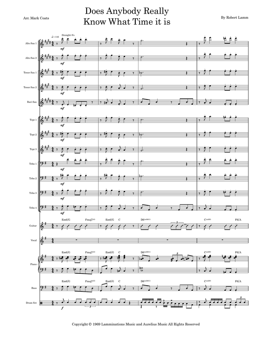 Does Anybody Really Know What Time It Is? Jazz Ensemble scores gallery preview page 1